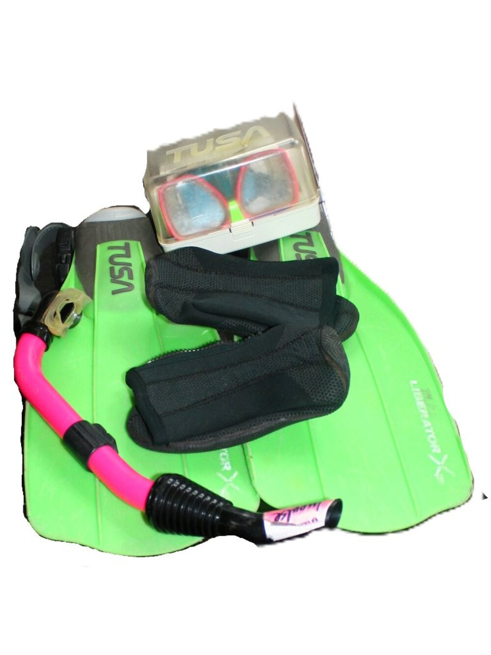 Scuba Diving Gear Set TUSA Fins Mask Snorkel Boots Mesh Bag